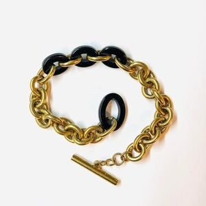 Vintage Gold and Black Monet Toggle Bracelet